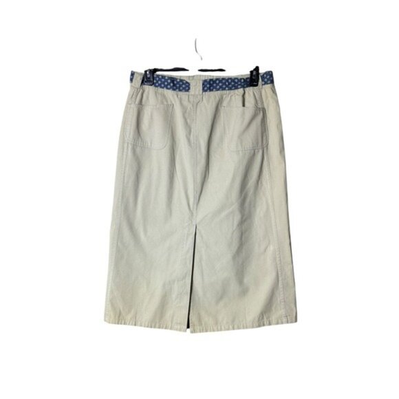 Vintage Button Up Midi Skirt Size 16P Academia Tan Belt Preppy Twee Classic - Picture 5 of 9